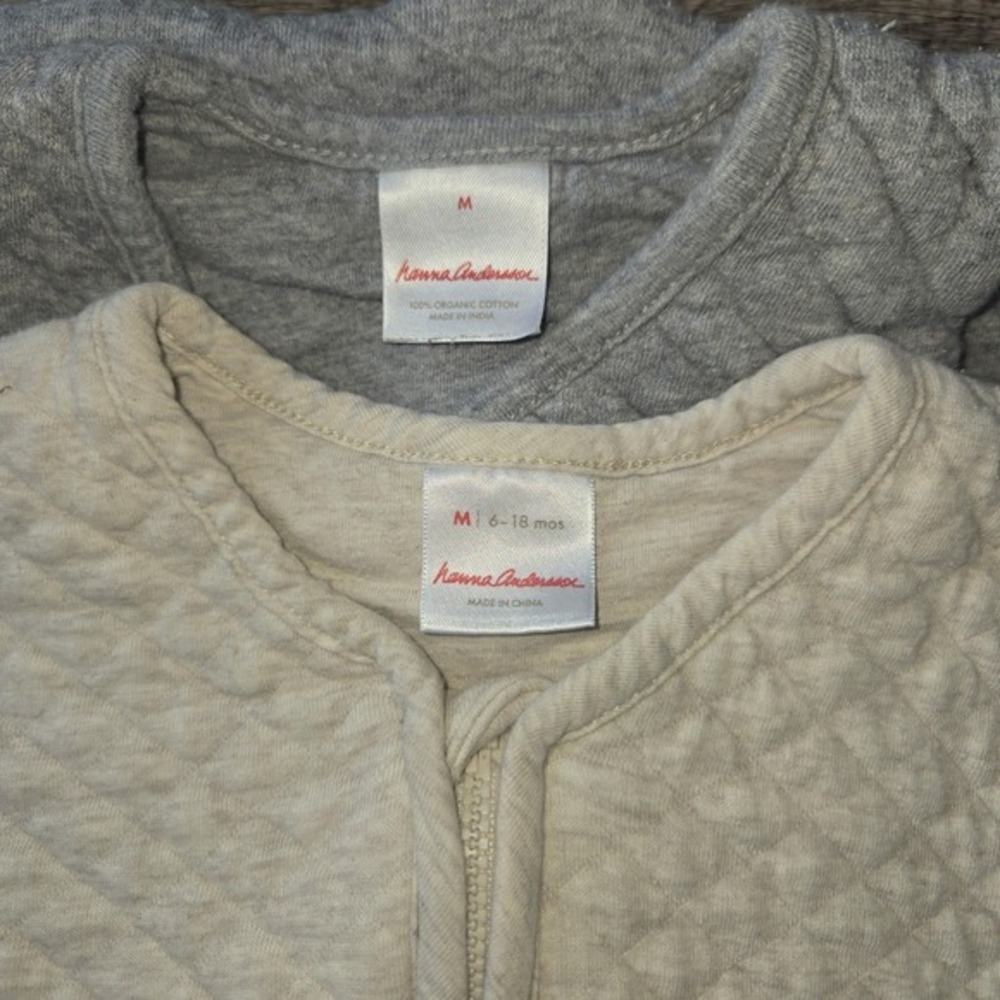 Hanna Andersson 2 Pack Quilted‎ Sleep Sacks Gray Oatmeal 6-18mon - Picture 5 of 5